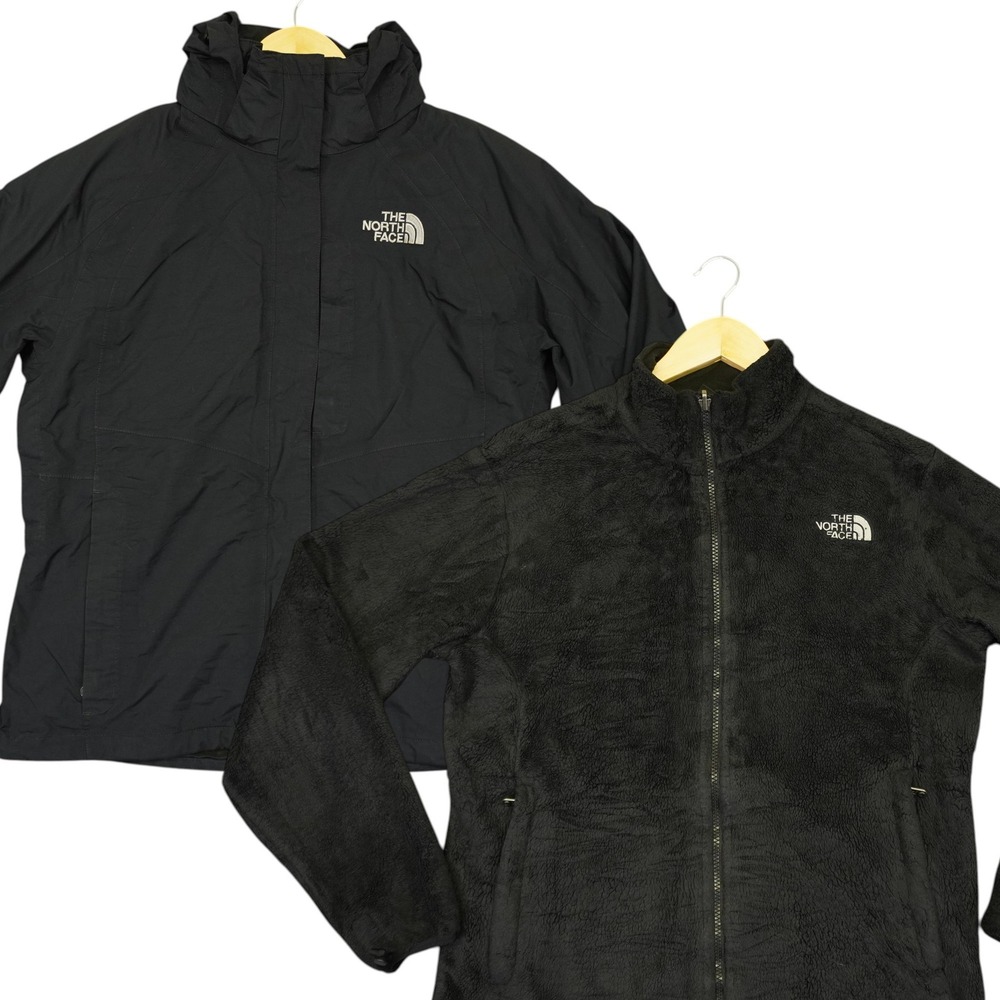 The North Face Jacket Womens Medium Black HyVent Fleece Lined Hooded Waterproof